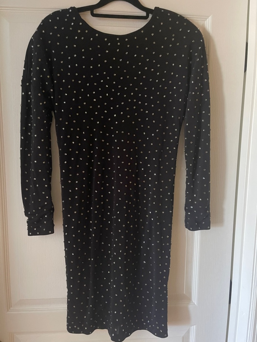 Jimmy Choo Black Long Sleeve Embellished Midi Dress